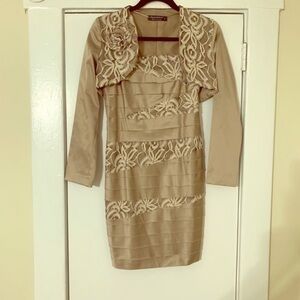 Rinaacimento Tan & White‎ Dress With Jacket Sz 6